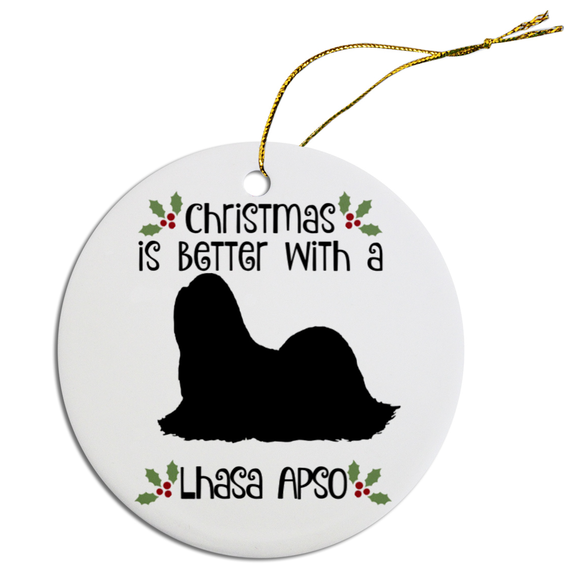 Breed Specific Round Christmas Ornament Lhasa Apso